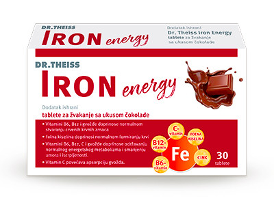 Dr Theiss Iron energy tablete za žvakanje sa ukusom čokolade